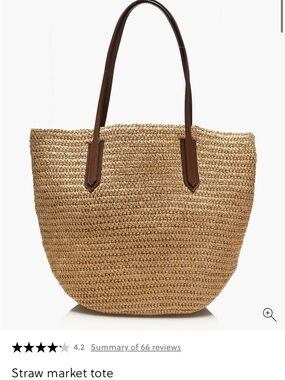 J. Crew Natural Straw market Tote with Brown Handles basket beach